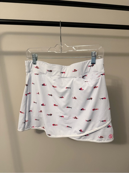Scales Dresses & Skirts - White Mini Skirt with Pink Fish Print